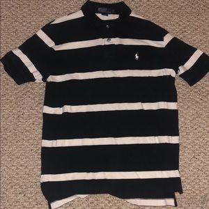 Polo Ralph Lauren Black/White Striped Polo Shirt L